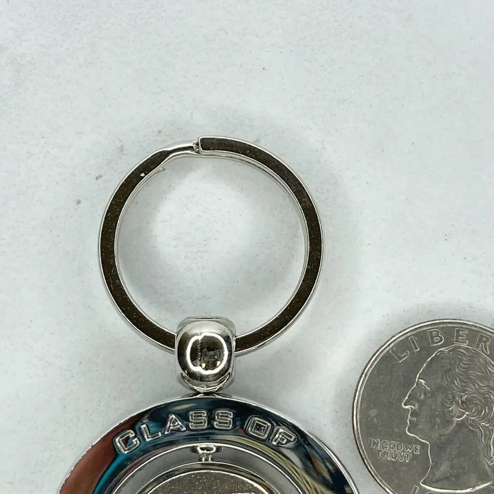 Silver Tone Class of 14 2014 Spinning Fidget Spinner Keychain Keyring